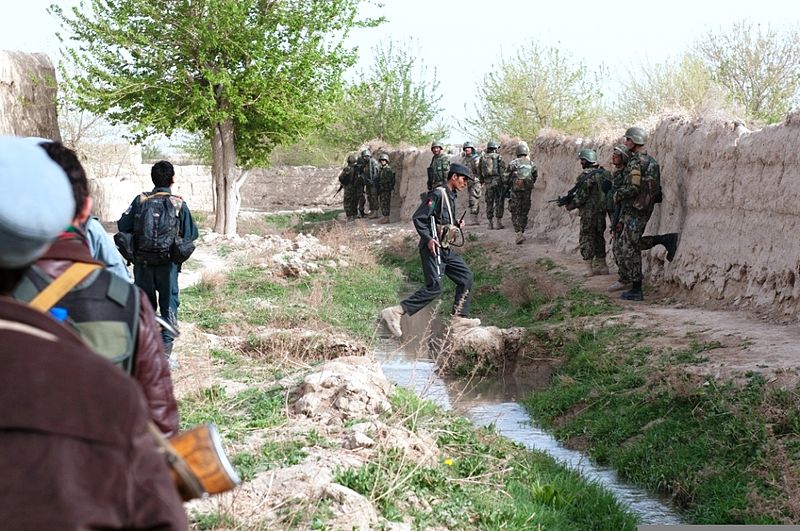 File:Afghan National Security Forces members conduct a dismounted patrol in the Sperwan Ghar region, Panjwai district, Afghanistan, April 1, 2012 120401-A-VQ566-090.jpg