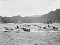 American landing craft cross Humboldt Bay during the assault on Hollandia, 22 April 1944.