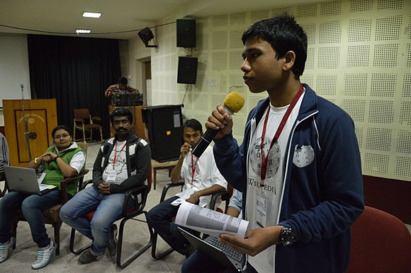 Ankan Ghosh Dastider - Open Discussion - Collaboration among Indic Language Communities - Bengali Wikipedia 10th Anniversary Celebration - Jadavpur University - Kolkata 2015-01-10 3165.JPG
