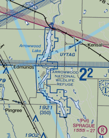 Noise-sensitive area near Arrowwood National Wildlife Refuge. Arrowwood National Wildlife Refuge on sectional aeronautical charts.png