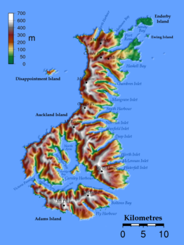 Kaart van Aucklandeilanden