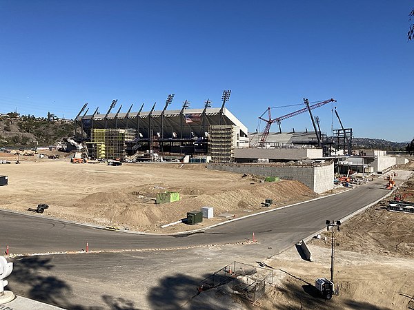 Snapdragon Stadium under construction in November 2021