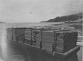 BBC Company scow, Barge No 2 loaded with cedar 2-inch lumber and green shingles at Powell River, British Columbia, June 22, 1917 (AL+CA 7804).jpg