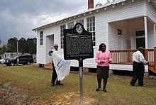 Historical marker dedication for Barney Colored Elementary School in Brooks County, Georgia Barney Colored Elementary School historical marker dedication.jpg