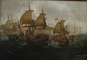 Detail from The Battle of Gibraltar, by Enrique Jacome y Brocas BatallaDeGibraltar16210810.jpg