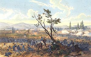 Slaget ved Churubusco, af Carl Nebel. Olie på lærred, 1851