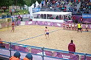 Deutsch: Beachhandball bei den Olympischen Jugendspielen 2018; Tag 5, 10. November 2018; Mädchen, Hauptrunde - Kroatien-Niederlande 1:2 English: Beach handball at the 2018 Summer Youth Olympics at 11 October 2018 – Girls Main Round – Croatia-Netherlands 1:2