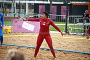 Deutsch: Beachhandball bei den Olympischen Jugendspielen 2018; Tag 6, 11. Oktober 2018; Mädchen, Platzierungsspiel um Platz 7 - Russland-Venezuela 2:0 English: Beach handball at the 2018 Summer Youth Olympics at 11 October 2018 – Girl's Placement Match 7-8 – Russia-Venezuela 2:0