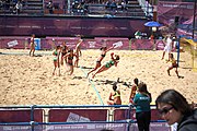 Deutsch: Beachhandball bei den Olympischen Jugendspielen 2018; Tag 4, 10. Oktober 2018; Mädchen, Vorrunde, Gruppe A - Ungarn-Chinese Taipei (Taiwan) 2:0 English: Beach handball at the 2018 Summer Youth Olympics at 10 October 2018 – Girls Preliminary Round Group A‎ – Hungary-Chinese Taipei 2:0