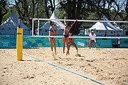 Deutsch: Beachvolleyball bei den Olympischen Jugendspielen 2018; Tag 8, 14. Oktober 2018; Mädchen, Achtelfinale – Mexiko-China 0:2 (15–21/16–21) English: Beach volleyball at the 2018 Summer Youth Olympics at 14 October 2018 – Girls Round of 16 – Mexico-China 0:2 (15–21/16–21)