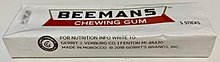 A pack of Beemans Chewing Gum purchased in 2019 in the USA. Beemans Gum 2019.jpg