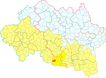 Begas (roge) dins la Comunautat de Comunas dau Bacin de Gatnat (jaune).