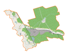 Mapa konturowa gminy Bierawa, po lewej znajduje się punkt z opisem „Bierawa”