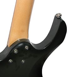 Slim bolt-on neck join with chamfered heel and countersunk ferrules on a superstrat electric guitar allows for more comfortable access to top frets Bolt-on superstrat.jpg