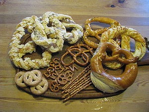 English: Selection of sweet and hearty pretzel...
