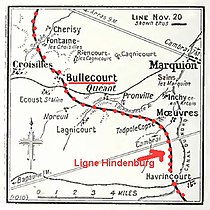 Carte de la Ligne Hindenburg en 1917.