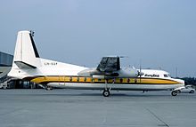 One of the three Fokker F27-100 Friendships which was taken over from Braathens SAFE, here depicted at Basel Airport in 1982