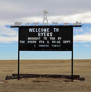 <span class="mw-page-title-main">Byers, Colorado</span> Census Designated Place in Colorado, United States