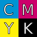 Color swatches showing CMYK with the correct colors (vectoriel)