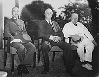 Chiang, Roosevelt, and Prime Minister Winston Churchill at the Cairo Conference (November 25, 1943) Cairo conference.jpg