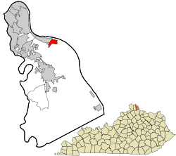 Location in Campbell County and the state of کینٹکی.