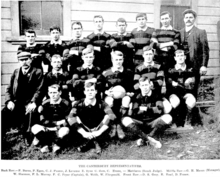 The Canterbury rugby team of 1906 with Tyne 4th from the right in the back row. Canterbury Rugby team 1906.png