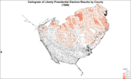 Cartogramma dei risultati del Liberty Party per contea