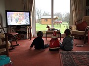Polish boys watch children's TV