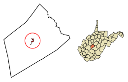 Location of Clay in Clay County, West Virginia.