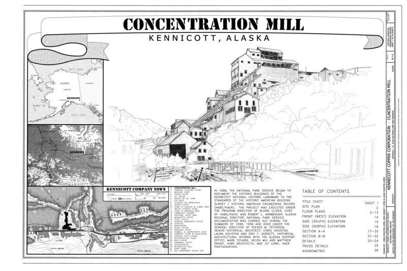 File:Concentration Mill Title Sheet - Kennecott Copper Corporation, Concentration Mill, On Copper River and Northwestern Railroad, Kennicott, Valdez-Cordova Census Area, AK HAER AK-1-D (sheet 1 of 26).png