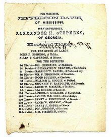 Confederate election ballot, Virginia, November 6, 1861 ConfederateElectoralBallotVirginiaNov6186.jpg