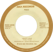 Crazy love by poco, canadian single side-a MCA Records.png