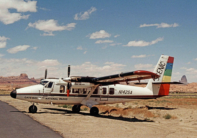 Scenic Airlines de Havilland Canada DHC-6 Twin Otter at Kayenta Airport Arizona in 1997 with Monument Valley in the background