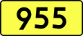 English: Sign of DW 955 with oficial font Drogowskaz and adequate dimensions.