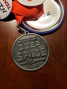 Medal awarded to the finalist alliance in Hudson Valley, New York. Destination Deep Space Semifinalist Medal.jpg