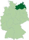 Map of Germany:Position of Mecklenburg-Vorpommern highlighted