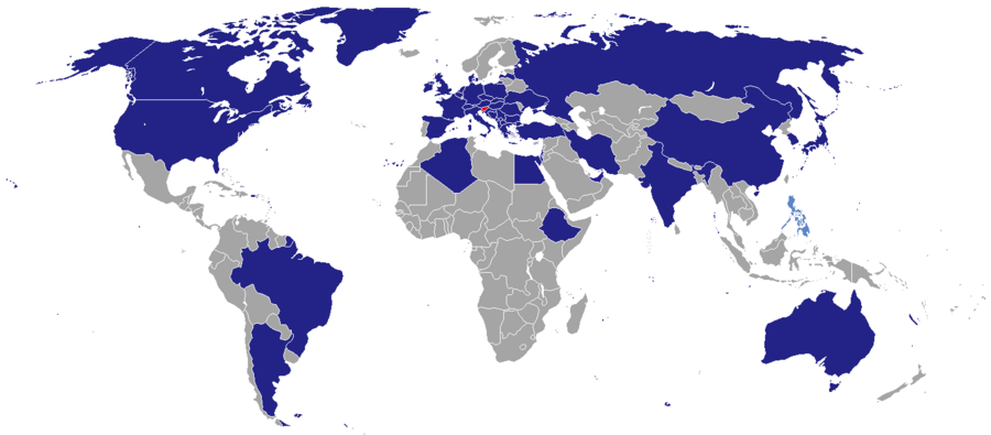 Countries with Slovenian diplomatic missions