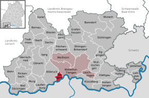 Poziția Dogern pe harta districtului Waldshut