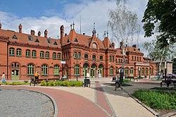 Malbork'daki Neo gotik tarzda yapılmış tren istasyonu