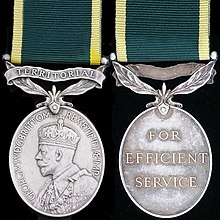 King George V version with a "TERRITORIAL" suspender bar Efficiency Medal (Territorial) George V.jpg