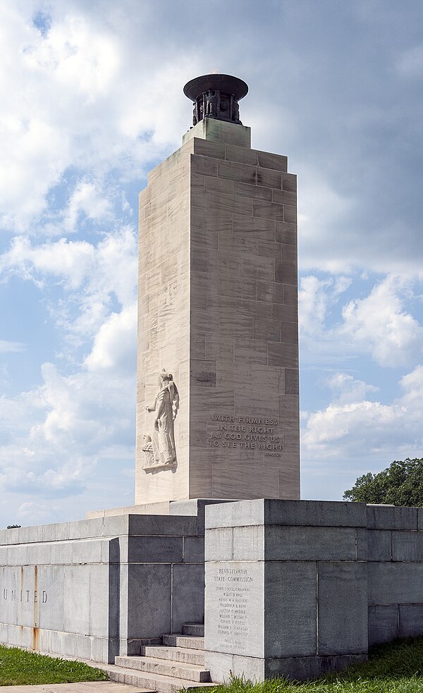 THE Eternal Light Peace Memorial at Gettysburg Battlefield in Gettysburg, Pennsylvania, designed by Cret and sculpted by Lee Lawrie in 1938