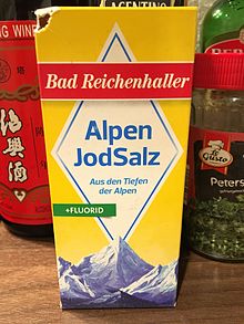 Fluoridated iodized salt sold in Germany Fluoridiertes Jodsalz.JPG