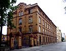 Cloth factory with courtyard paving and remains of track