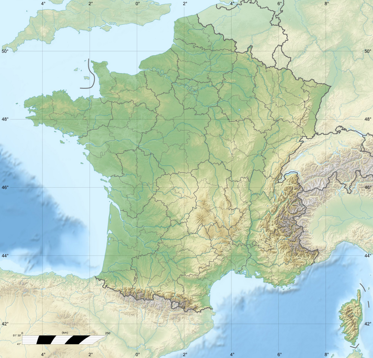 carte de france relief