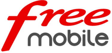 le logo "free" écrit en rouge et en gras, et l'adjectif "mobile" accolé, de couleur grise, en dessous du logo, avec la même police tout en arrondis, mais plus grasse