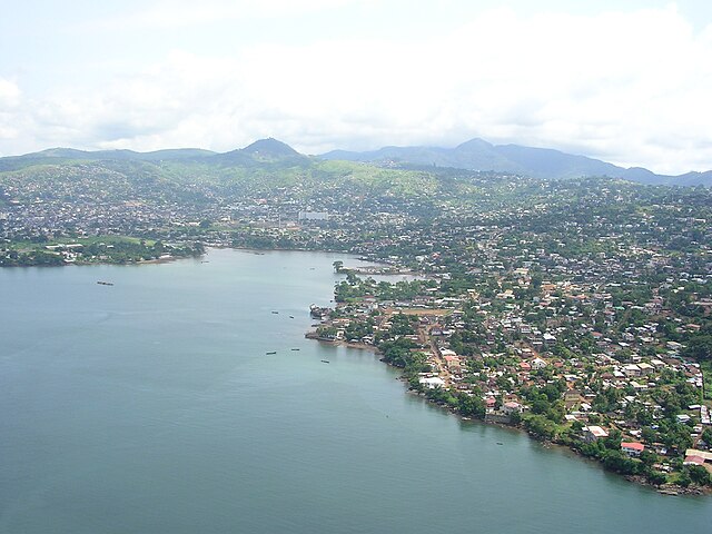 An aerial view of Freetown