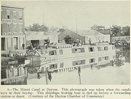 A photograph of the Miami and Erie Canal from Geography of Ohio, 1923