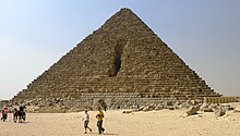 The Pyramid of Menkaure was damaged in the late 12th century. Giza Plateau - Pyramid of Menkaure.JPG