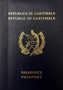 Former cover of the Guatemalan passport, in use until 2006. Guatemalan passport (former cover).jpg