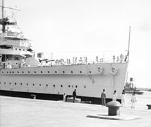 1936 photo showing the experimental twin turret HMS Enterprise 1936 LOC matpc 20229.jpg